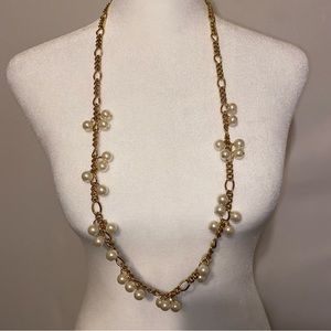J. Crew Pearl and Gold Long Necklace
